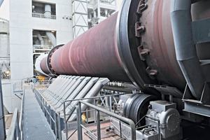 2 View from the rotary kiln to the heat exchanger tower