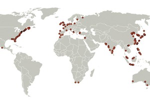 4 Global map of selected ocean board coal power plants (< 10 km distance)