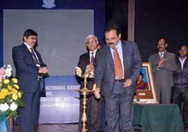 Excellence Union Minister of State for Commerce and Industry – Dr. E.M. Sudarsana Natchiappan and Mr. Ashwani Pahuja, Director General of NCB traditionally light up the lamp for opening the 13th NCB International Seminar on Cement & Building Material and in memoriam of Indira Ghandi.