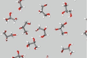 18 Distribution of gylcerine molecules on approximately half covered clinker surface (top view)