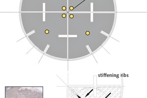 3 Top view of an outlet of an upper 4 x ¼ silo