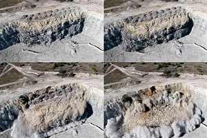 3 Quarry blast viewed from the drone 40 m above bench