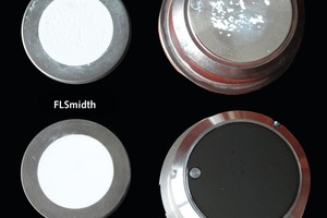 6 The sample with the black colored dye is the advanced unique solution from FLSmidth. Now lime samples can be automatically pressed defect-free