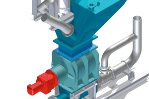 3 3D mounting ­planning detail for ­integration of the ­ceramic rotary feeder into the existing plant configuration