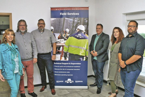 The Aumund Group Field Service team in the Rheinberg office (f.l.): Sybille Stonham, Frank Stefan, Erwin Last, Kamil Lewandowski, Martina Chervatin and Benjamin Pietta