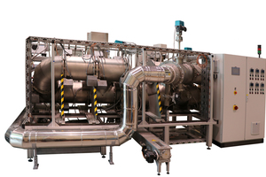 6 TOM_chem corrosion test bench (left) and conceptual diagram of gas flow (right)