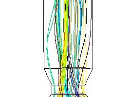 4 Trajectory of coal and isosurface of the volatilesa) Trajectory of coal b) Isosurface of the volatiles