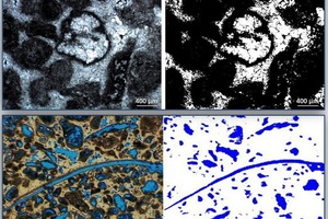 2 Digital image analysis (DIA) by statistic thresholding and binarization allows determination of the so-called micrite-to-sparite (MSR) ratio and quantification of the porosity and petrographic analysis using cathodoluminescence microscopy