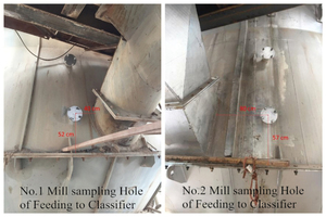1 Sampling position of materials to be fed into the classifier