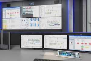 3 and 4 Production data or cameras can be accessed and operated on the DisplayWall and on the workstation monitors. myGUI is switched to the CommandPad, a touch display integrated in the control room console. The workstation monitors and the large-screen wall are shown on this interactive 3D interface as a ‘control room image’