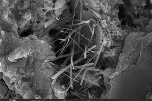 7 SEM micrograph of hydration products of cement (×10.0k): (a) control sample, (b) 0.2% PCE-SR, (c) 0.4% PCE-SR, (d) 0.6% PCE-SR, (e) 0.8% PCE-SR, (f) 1.0% PCE-SR
