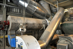 4 Hot gas generator from Gebr. Pfeiffer with new dilution air fan after the modifications of Steps 1 and 2